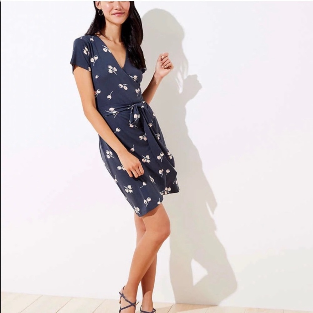 Loft Blue Floral Wrap Dress